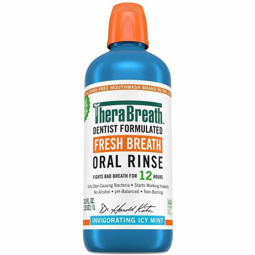 TheraBreath Fresh Breath Oral Rinse - For Mouthwash, Bad Breath - Icy Mint - 1.06 quart - 1 Bottle