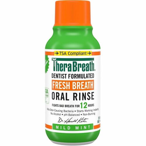 TheraBreath Fresh Breath Oral Rinse - For Mouthwash, Bad Breath - Mild Mint - 3 fl oz Bottle - 8 Pack