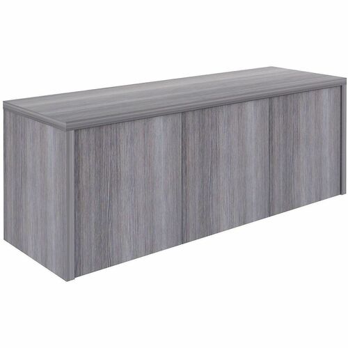 Lorell Essentials Wall-Mounted Hutches with Wood Doors - 17" Height x 48" Width x 15" Depth - 3 Door(s) - Material: Laminate - Finish: Weathered Charcoal - Wall Mountable, Flexible - For Storage