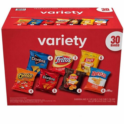 Frito-Lay Classic Mix Variety Pack - Individually Wrapped - Regular, Barbeque, Crunchy, Nacho Cheese, Cool Ranch, Cheddar Sour Cream
