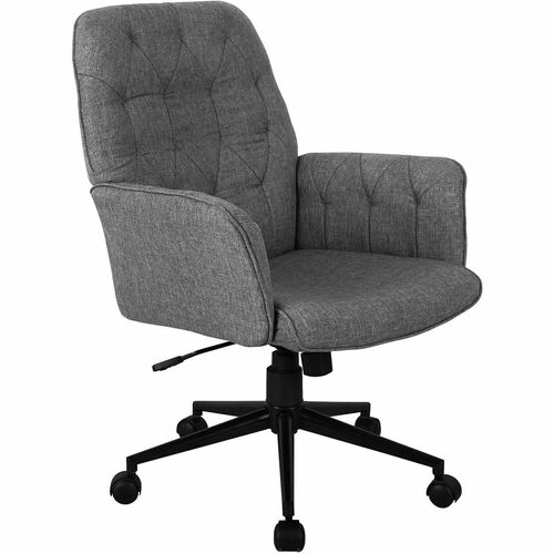 Techni Mobili Modern Upholstered Tufted Chair - 5-star Base - Gray - Polyester, Foam, Fabric - Armrest - 1 Box