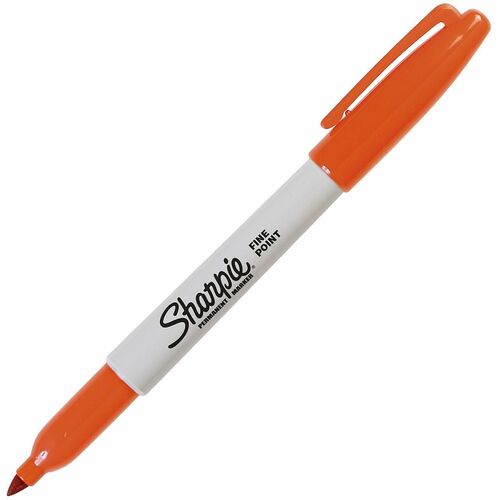 Sharpie Permanent Marker - Round, Fine Marker Point - Orange Ink - Alcohol Based - 12 Pack