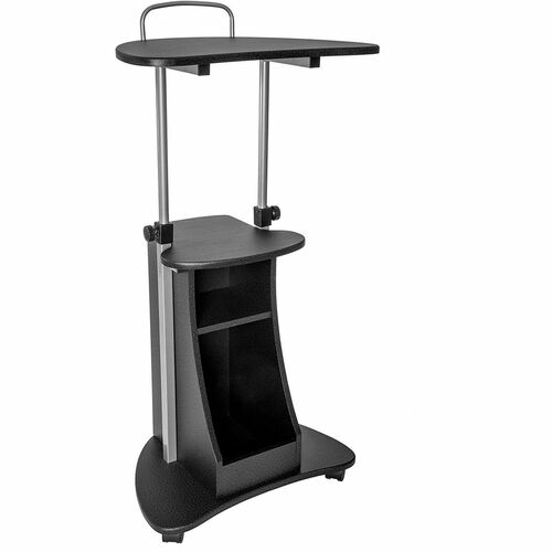 Techni Mobili Sit-to-Stand Rolling Laptop Cart - 75 lb Load Capacity - 4 Casters - Medium Density Fiberboard (MDF), Polyvinyl Chloride (PVC), Laminate, Veneer - 21" Width x 16" Depth x 46" Height - Steel Frame - Graphite - 1 Each
