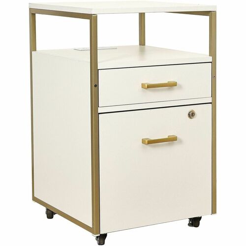 Techni Mobili Modern Rolling Filing Cabinet - 15.7" Width x 15.7" Depth x 26" Height - 2 x Drawer(s) for File, Document - Letter - 198 lb Load Capacity - Locking Drawer, USB Interface, Power Outlet, Wheels, Locking Casters, Mobility, Concealed Outlet - Wh