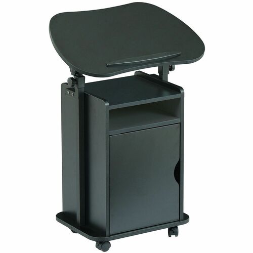 Techni Mobili Sit-to-Stand Adjustable Laptop Cart - 140 lb Load Capacity - 4 Casters - 23.50" Width x 15.75" Depth x 45" Height - Black - 1 Each