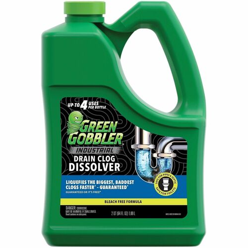 Green Gobbler Industrial Drain Clog Dissolver - For Toilet, Sink, Shower, Tub, Multipurpose - Gel - 64 fl oz (2 quart) - Recommended For: Hair Remover, Grease Remover, Paper Remover, Hard Water Deposit Remover, Mineral Deposit Remover, Soap Scum Remover, 
