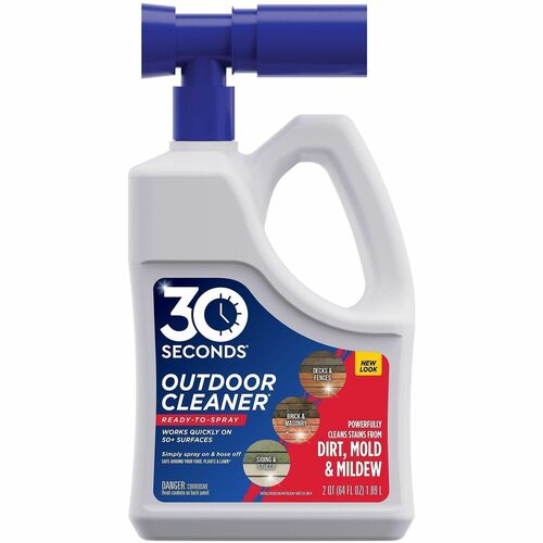 30 SECONDS Outdoor Cleaner - For Outdoor, Deck, Concrete, Brick, Multipurpose - Ready-To-Use/Concentrate - Spray - 64 fl oz (2 quart) - Recommended For: Mold Remover, Mildew Remover, Dirt Remover, Grime Remover, Stain Remover, Algae Remover - Easy to Use 