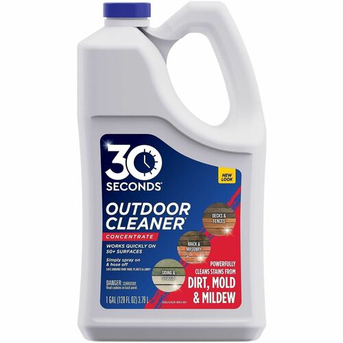 30 SECONDS Outdoor Cleaner - For Outdoor, Deck, Concrete, Brick, Multipurpose - Concentrate - 128 fl oz (4 quart) - Recommended For: Mold Remover, Mildew Remover, Dirt Remover, Grime Remover, Stain Remover, Algae Remover - Easy to Use - White