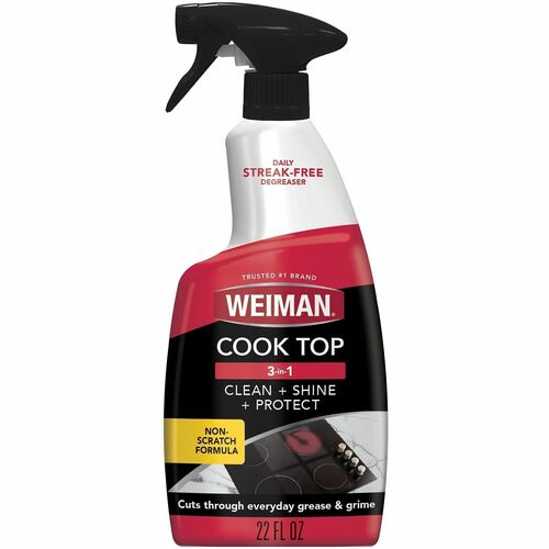 Weiman Stovetop Daily Cleaner - For Stove - Ready-To-Use - Liquid - 22 fl oz (0.7 quart) - 11.5 to 12.5 pH - Apple Scent - Recommended For: Grease Remover, Grime Remover - Non-scratching, Non-abrasive, Streak-free - Red