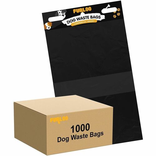 Furloo Header-Style Dog Waste Station Bags - For Dog - Standard - Black - Leak Resistant, Unscented, Heavy Duty, Durable, Tear Resistant, Long Lasting, Strong8.5" Width13.4" Length - 1000 / Case