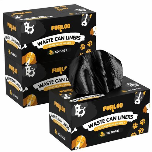 Furloo Dog Waste Station Can Liners - For Dog - Standard - Black - Heavy Duty, Tear Resistant, Strong, Unscented, Long Lasting, Weather Resistant, Puncture Resistant, Rip Resistant, Leak Resistant26" Width33" Length - 100 / Carton