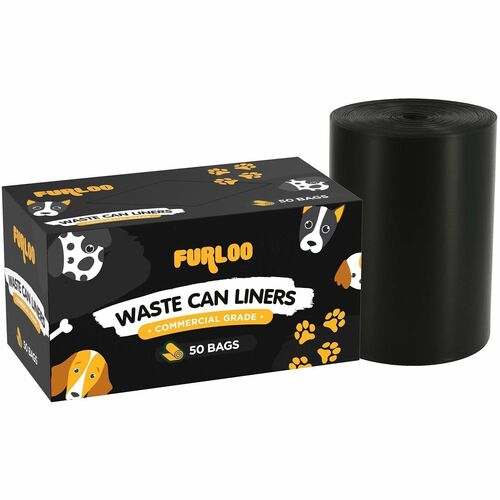 Furloo Dog Waste Station Can Liners - For Dog - Standard - Black - Heavy Duty, Tear Resistant, Strong, Unscented, Long Lasting, Weather Resistant, Puncture Resistant, Rip Resistant, Leak Resistant26" Width33" Length - 50 / Case