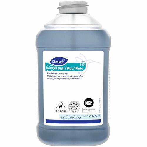 Suma Dish Pot & Pan Detergent - For Multipurpose - Concentrate - Liquid - 84.5 fl oz (2.6 quart) - 6.25 pH - Floral Scent - Recommended For: Grease Remover, Food Remover, Residue Remover, Soil Remover - Non-corrosive, Long Lasting, Kosher - Blue - 2 / Car