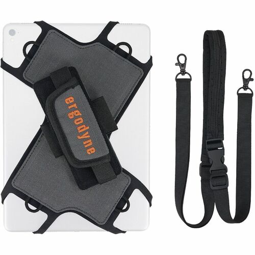 Ergodyne Squids Carrying Case (Holster) for 7" to 10" Apple iPad Tablet - Gray - Heat Resistant, Stretch Resistant - Shoulder Strap, Hand Strap, Handle