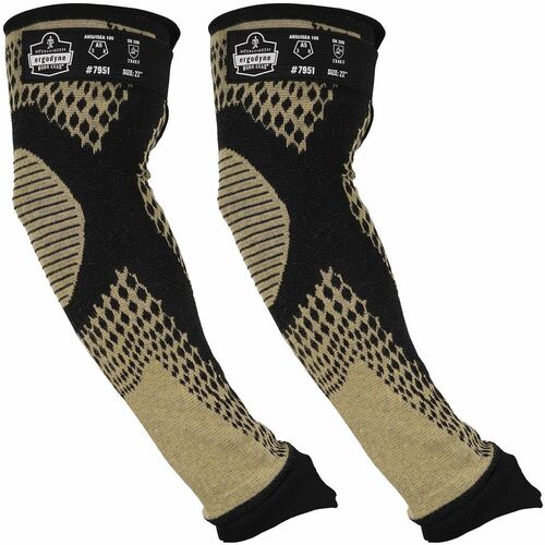 Ergodyne ProFlex 7951 Cut-Resistant Protective Arm Sleeves - 22" Length - Yellow - Fiber - Machine Washable, Heat Resistant, Cut Resistant, Comfortable, Adjustable Fit, Abrasion Resistant