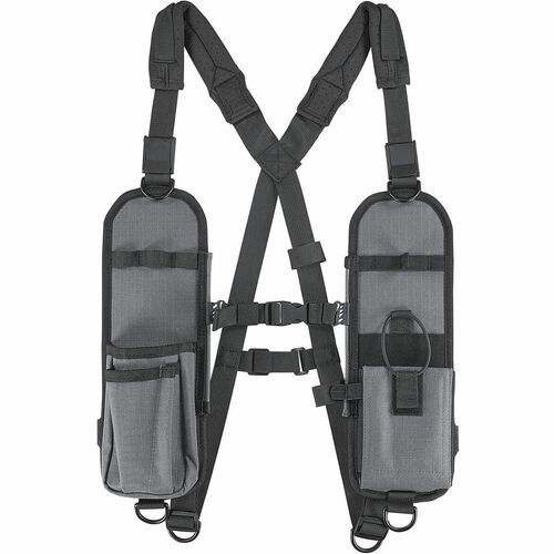 Ergodyne Squids 3144 Carrying Case (Holster) Radio - Gray - Drop Resistant, Damage Resistant - Ripstop Body - Holster, Shoulder Strap, D-ring, Chest Strap