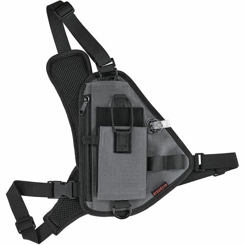 Ergodyne Squids 3145 Carrying Case (Holster) Bar Code Scanner - Gray - Drop Resistant, Damage Resistant - Holster, Lanyard Strap, D-ring, Chest Strap, Shoulder Strap