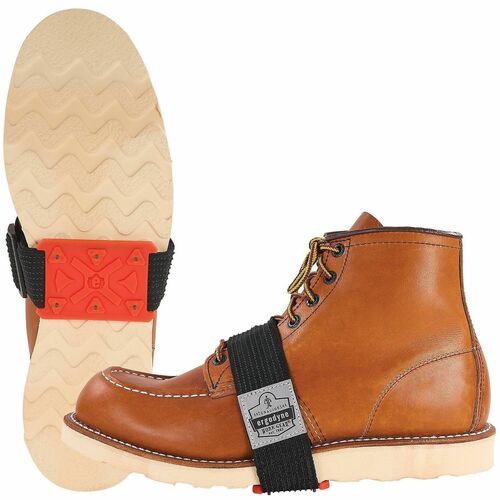 Ergodyne TREX 6316 Mid-Sole Ice Cleats - Rubber, Tungsten Carbide, Elastic - Orange - 1 / Pair