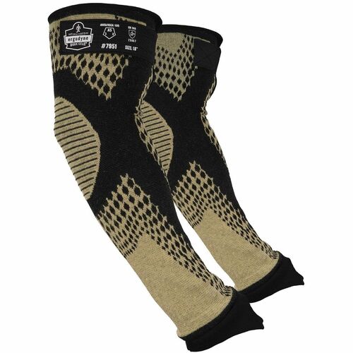 Ergodyne ProFlex 7951 Cut-Resistant Protective Arm Sleeves - 18" Length - Yellow - Fiber - Machine Washable, Heat Resistant, Cut Resistant, Comfortable, Adjustable Fit, Abrasion Resistant