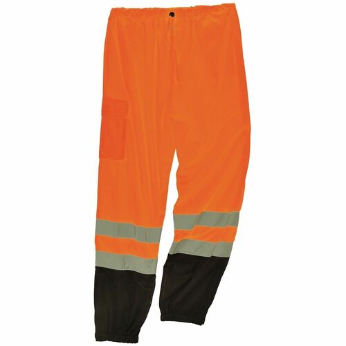 Ergodyne GloWear 8910BK Hi-Vis Pants - Recommended for: Industrial, Utility Crew, Railway Worker - Large/Extra Large - Cold Temperature Protection - Cinch/Drawstring/Hook Closure - 1 Pocket(s) - Polyester Mesh - Orange, Black - High Visibility, Reflective