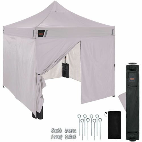 Ergodyne Heavy-Duty Pop-Up Tent Enclosed Kit - 10ft x 10ft - Canopy StyleWhite - Steel Frame - 300D Polyester Roof