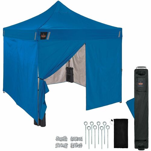 Ergodyne Heavy-Duty Pop-Up Tent Enclosed Kit - 10ft x 10ft - Canopy StyleBlue - Steel Frame - 300D Polyester Roof