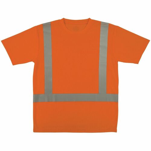 Ergodyne GloWear 8282 Essential Hi-Vis T-Shirt - Type R, Class 2 - 5XL Size - Unisex - Polyester, Fabric - Orange