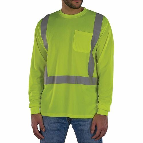 Ergodyne Essential Hi-Vis Long Sleeve T-Shirt - Type R, Class 2 - Medium Size - Unisex - Polyester, Fabric - Lime