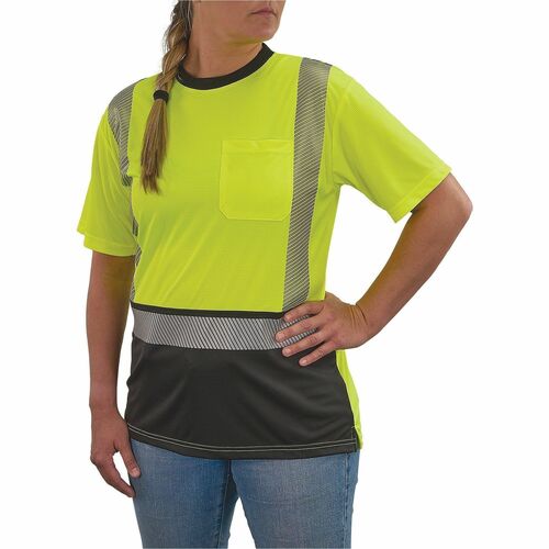 Ergodyne GloWear 8276BK Womens Performance Hi-Vis T-Shirt - Extra Large (XL) Size - Women - Polyester, Fabric - Lime, Black