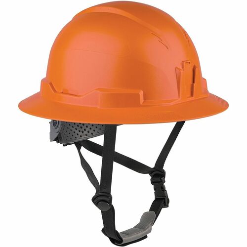Ergodyne Skullerz 8963 Type 2 Full-Brim Safety Helmet - Recommended for: Construction, Utility, Oil & Gas, Forestry, Mining, General Purpose - Impact, Head, Sun, Rain Protection - Expanded Polystyrene Foam (EPS), Polyester - Orange - Impact Resistant, Chi