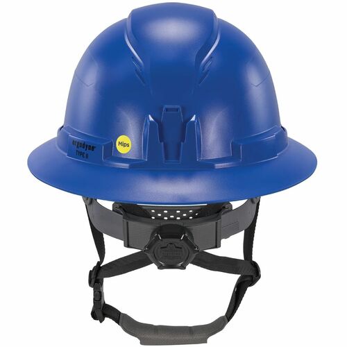 Ergodyne Skullerz 8963-MIPS Type 2 Full-Brim Safety Helmet - Recommended for: Construction, Utility, Oil & Gas, Forestry, Mining, General Purpose - Head, Impact, Sun, Rain Protection - Expanded Polystyrene Foam (EPS) - Blue - Adjustable Ratchet, Ratchet, 