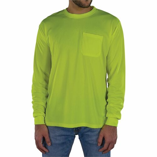 Ergodyne Non-Certified Essential Hi-Vis Long Sleeve T-Shirt - Medium Size - Unisex - Polyester, Fabric - Lime