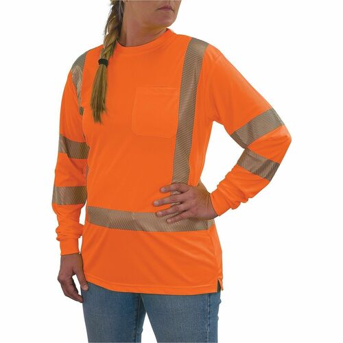 Ergodyne Women's Performance Hi-Vis Long Sleeve T-Shirt - Type R, Class 3 - Medium Size - Women - Polyester, Fabric - Orange