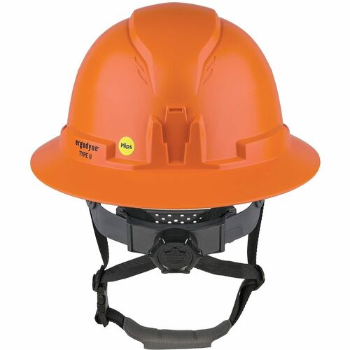 Ergodyne Skullerz 8963-MIPS Type 2 Full-Brim Safety Helmet - Recommended for: Construction, Utility, Oil & Gas, Forestry, Mining, General Purpose - Head, Impact, Sun, Rain Protection - Expanded Polystyrene Foam (EPS) - Orange - Adjustable Ratchet, Ratchet