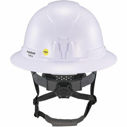 Ergodyne Skullerz 8963-MIPS Type 2 Full-Brim Safety Helmet - Recommended for: Construction, Utility, Oil & Gas, Forestry, Mining, General Purpose - Head, Impact, Sun, Rain Protection - Expanded Polystyrene Foam (EPS) - White - Adjustable Ratchet, Ratchet,