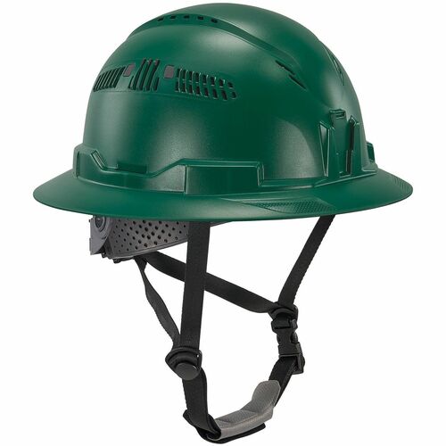 Ergodyne Skullerz 8964 Type 2 Safety Helmet - Recommended for: Construction, Utility, Oil & Gas, Forestry, Mining, General Purpose - Impact, Sun, Rain, Head Protection - Expanded Polystyrene Foam (EPS), Polyester - Green - Impact Resistant, Adjustable, Ch