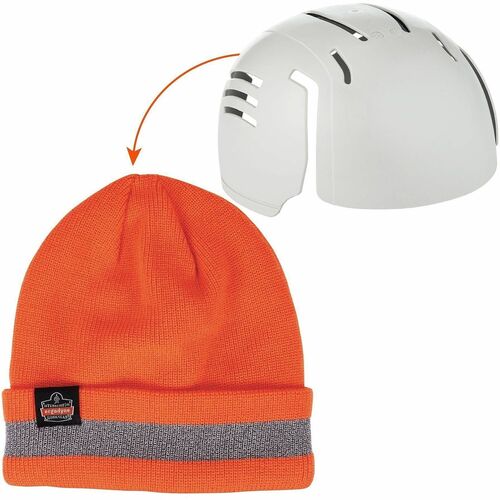 Ergodyne N-Ferno 6803ZI Reflective Rib Knit Winter Hat - Acrylic, Polyurethane - Orange