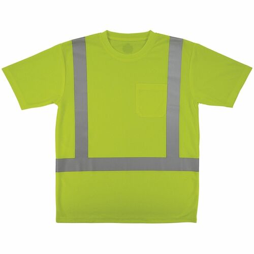 Ergodyne GloWear 8282 Essential Hi-Vis T-Shirt - Type R, Class 2 - 2XL Size - Unisex - Polyester, Fabric - Lime