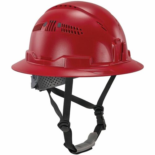 Ergodyne Skullerz 8964 Type 2 Safety Helmet - Recommended for: Construction, Utility, Oil & Gas, Forestry, Mining, General Purpose - Impact, Sun, Rain, Head Protection - Expanded Polystyrene Foam (EPS), Polyester - Red - Impact Resistant, Adjustable, Chin