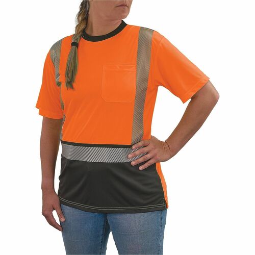 Ergodyne GloWear 8276BK Womens Performance Hi-Vis T-Shirt - 2XL Size - Women - Polyester, Fabric - Black, Orange