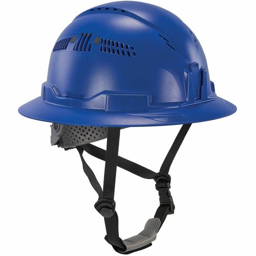 Ergodyne Skullerz 8964-MIPS Type 2 Full-Brim Safety Helmet - Recommended for: Construction, Utility, Oil & Gas, Forestry, Mining, General Purpose - Head, Impact, Sun, Rain Protection - Expanded Polystyrene Foam (EPS) - Blue - Adjustable Ratchet, Ratchet, 