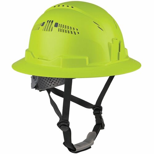 Ergodyne Skullerz 8964 Type 2 Safety Helmet - Recommended for: Construction, Utility, Oil & Gas, Forestry, Mining, General Purpose - Impact, Sun, Rain, Head Protection - Expanded Polystyrene Foam (EPS), Polyester - Lime - Impact Resistant, Adjustable, Chi