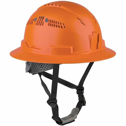 Ergodyne Skullerz 8964 Type 2 Safety Helmet - Recommended for: Construction, Utility, Oil & Gas, Forestry, Mining, General Purpose - Impact, Sun, Rain, Head Protection - Expanded Polystyrene Foam (EPS), Polyester - Orange - Impact Resistant, Adjustable, C