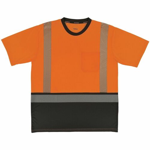 Ergodyne GloWear 8294BK Performance Hi-Vis T-Shirt - 4XL Size - Unisex - Polyester, Fabric - Black, Orange