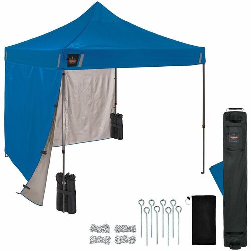 Ergodyne SHAX 6055 Heavy-Duty Solid Sidewalls Tent Kit - Canopy StyleBlue - Steel Frame - 300D Polyester Roof