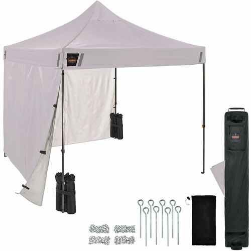 Ergodyne SHAX 6055 Heavy-Duty Solid Sidewalls Tent Kit - Canopy StyleWhite - Steel Frame - 300D Polyester Roof