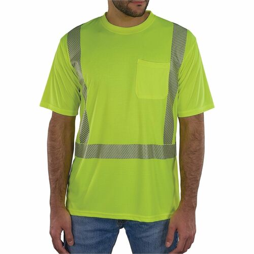 Ergodyne GloWear 8292 Performance Hi-Vis T-Shirt - Extra Small (XS) Size - Unisex - Polyester, Fabric - Lime