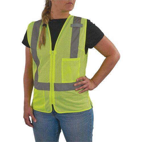 Ergodyne GloWear 8210ZW-S Womens Hi-Vis Safety Vest - Recommended for: Construction, Transportation - 2XL - Zipper Closure - 2 Pocket(s) - Polyester Mesh - Lime - High Visibility, Zipper Closure, Reflective, Comfortable, Long Lasting, Interior Pocket, Ext
