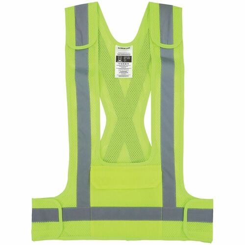Ergodyne GloWear 8142BA Breakaway Hi-Vis Safety Vest - Recommended for: Running, Outdoor, Maintenance, Janitorial - Small/Medium - Visibility Protection - Hook & Loop Closure - 1 Pocket(s) - Polyester Mesh - Lime - High Visibility, Reflective Band, Comfor