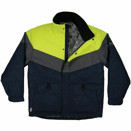 Ergodyne N-Ferno 6464 Insulated Freezer Jacket - Recommended for: Cold Storage, Outdoor, Construction, Mining, Hiking, Snowmobiling - 2XL - Cold Temperature, Water, Wind, Heat, Rain Protection - Snap/Zipper Closure - 2 Pocket(s) - Polyester, Nylon, Polyes